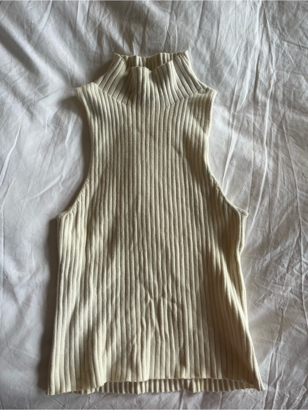 Reformation Ribbed High-Neck Tank - Cream